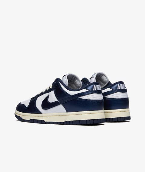 Nike Womens Dunk Low PRM Sneakers In White/Midnight Navy