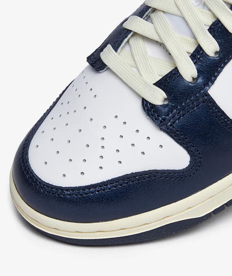 Nike Womens Dunk Low PRM Sneakers In White/Midnight Navy