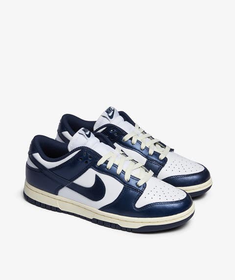 Nike Womens Dunk Low PRM Sneakers In White/Midnight Navy