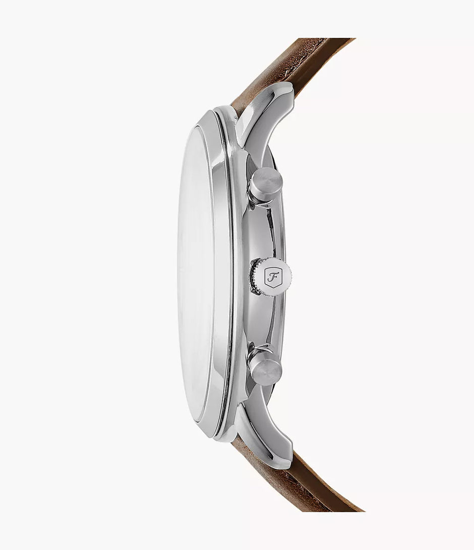Fossil Gents Brwn Lth Beige Dial