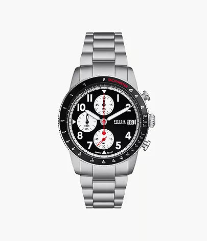 Fossil mens Sport Tourer Chronograph Stainless Steel Watch Black