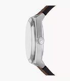 Fossil Gents Everett Three-Hand Date Leather Watch In Brown