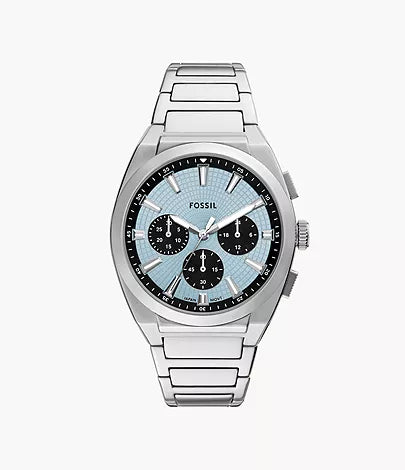 Fossil mens Everett Chronograph Stainless Steel Blue