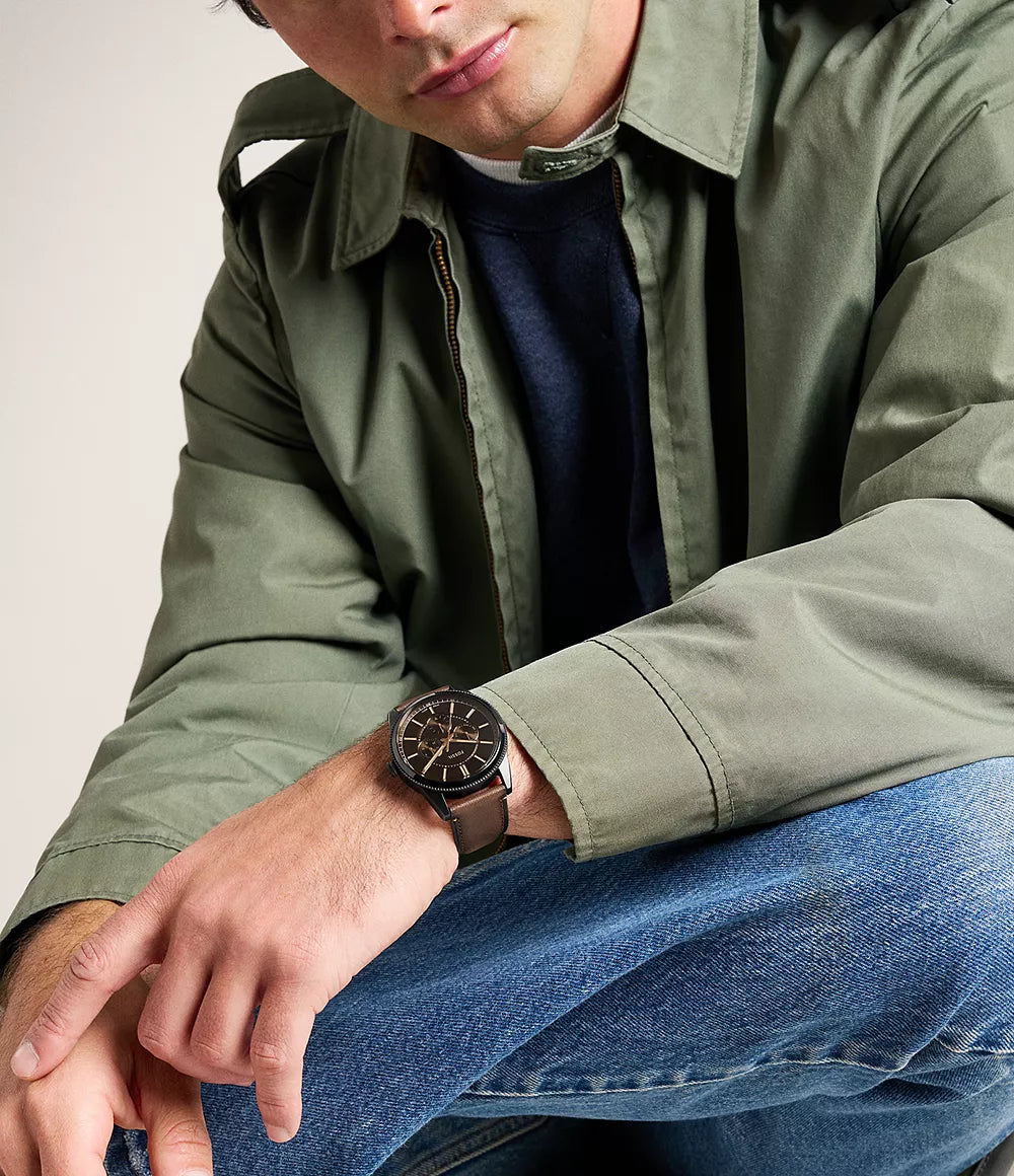 Fossil Mens Pearson Leather Watch In Brown