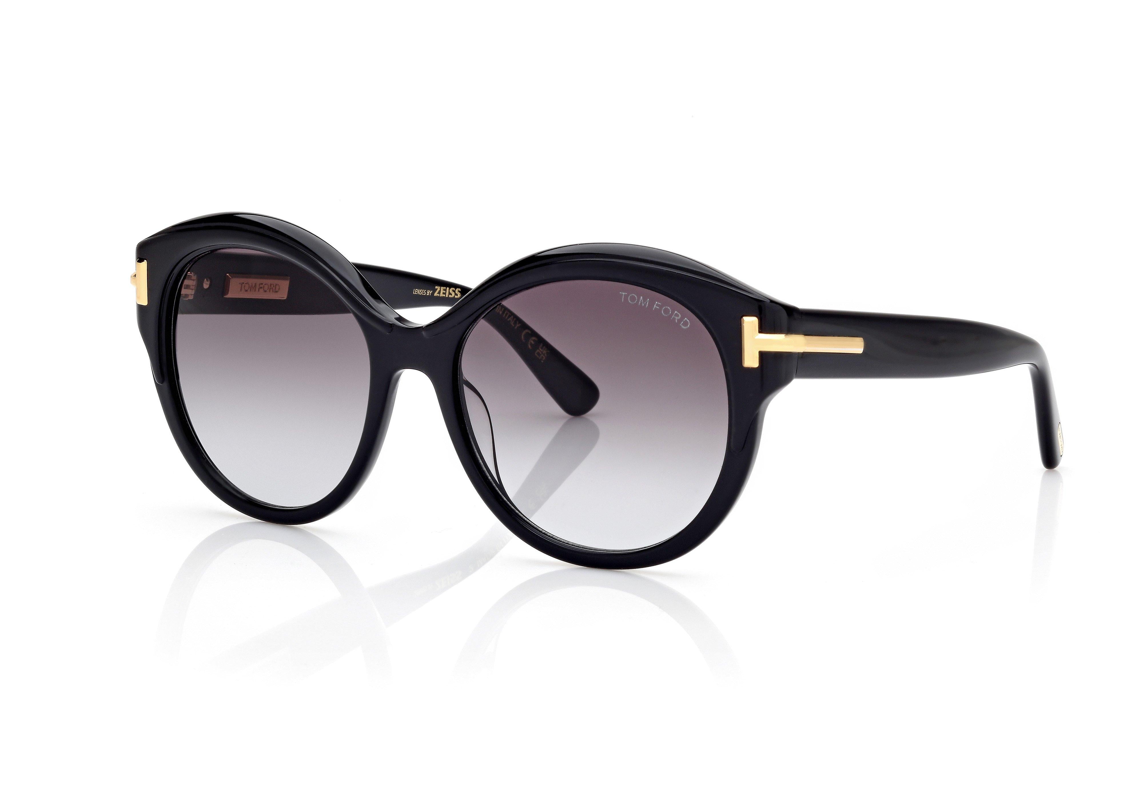 Tom Ford Womens Icon Round Sunglasses In Black and Gold