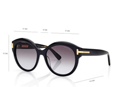 Tom Ford Womens Icon Round Sunglasses In Black and Gold