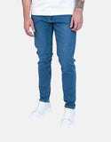 Fade Essential Mens Mid Wash Slim Tapered Jeans In Blue