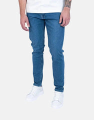 Fade Essential Mens Mid Wash Slim Tapered Jeans In Blue