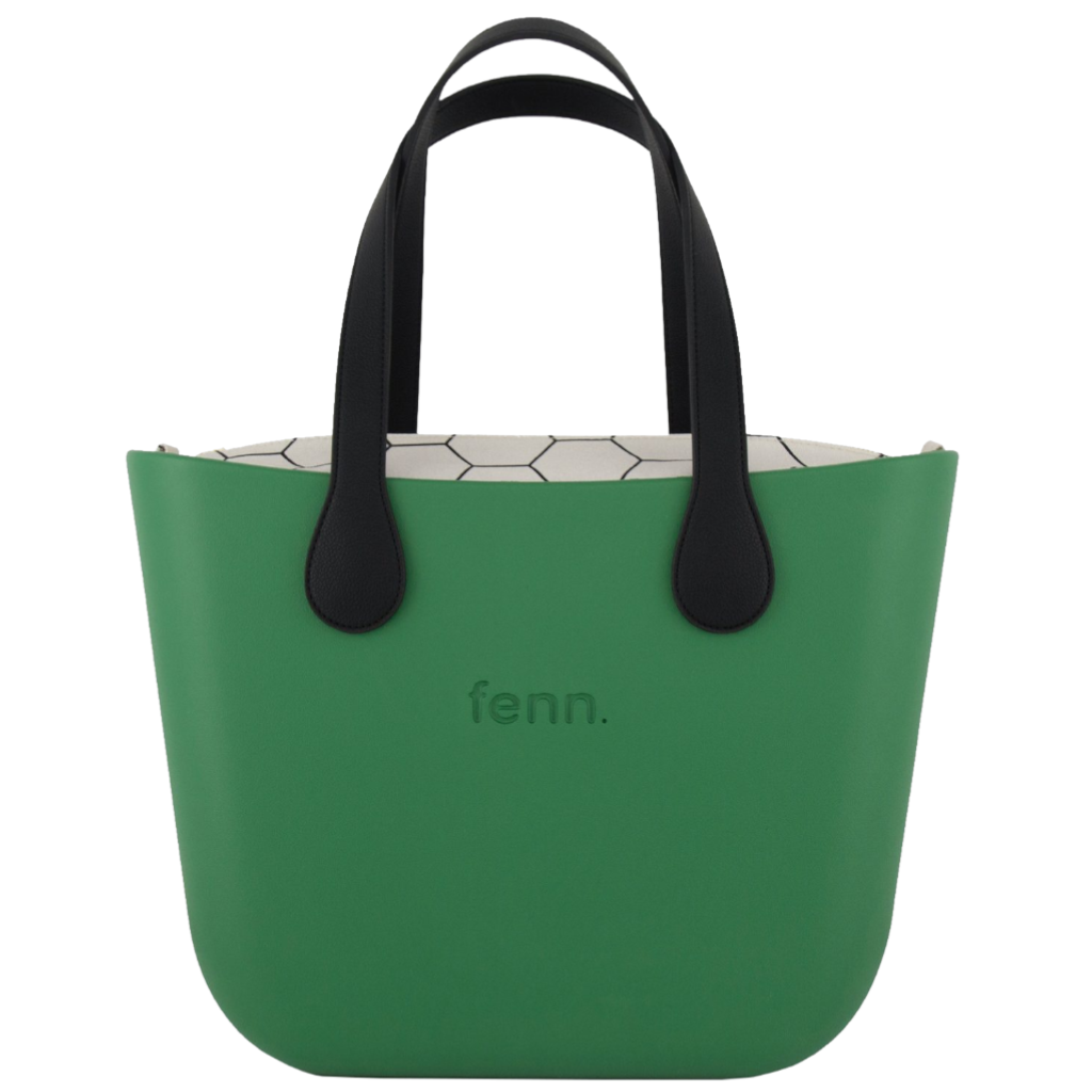 Fenn Gold Zip Black Handle Tote Bag In Green