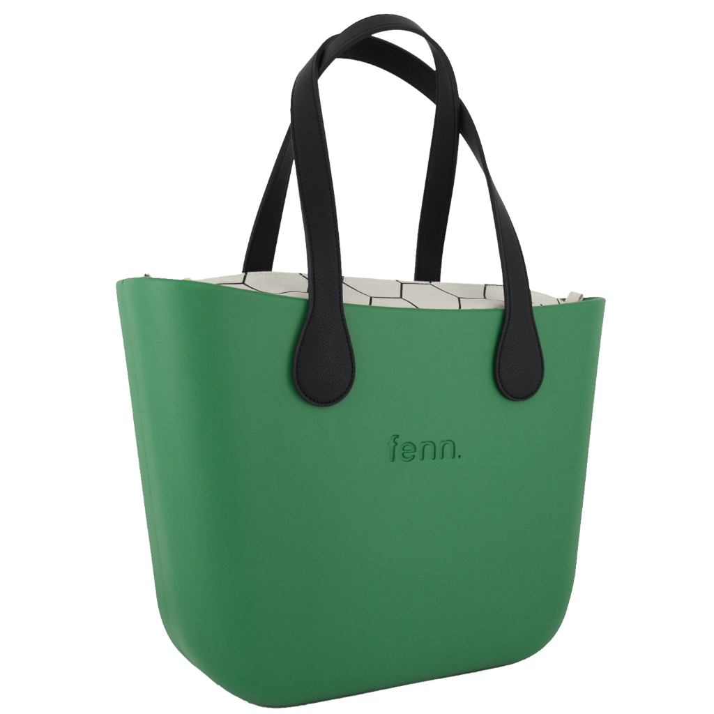 Fenn Gold Zip Black Handle Tote Bag In Green