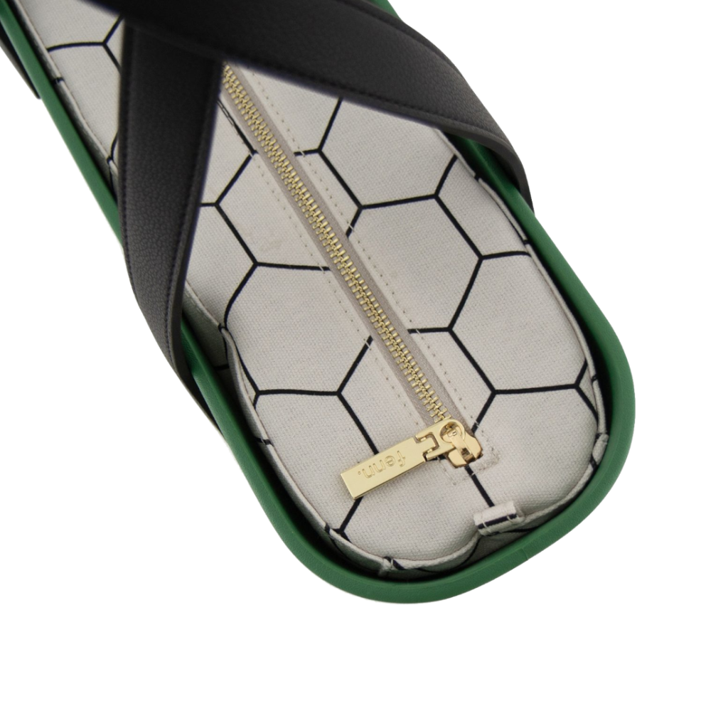 Fenn Gold Zip Black Handle Tote Bag In Green