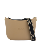 Fenn Gold Zip On Black Canvas Tote Bag In Beige