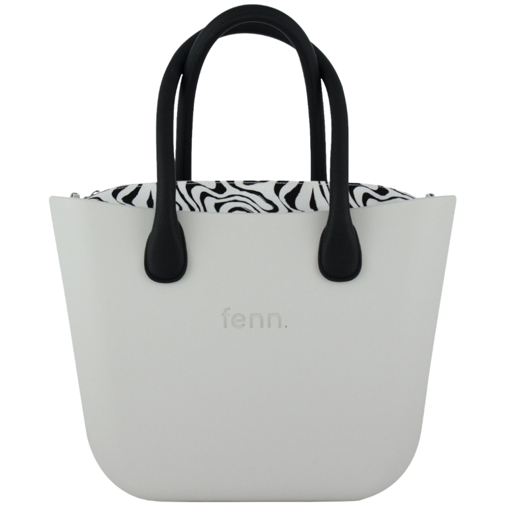 Fenn Silver Zip Black Handle Tote Bag In Grey