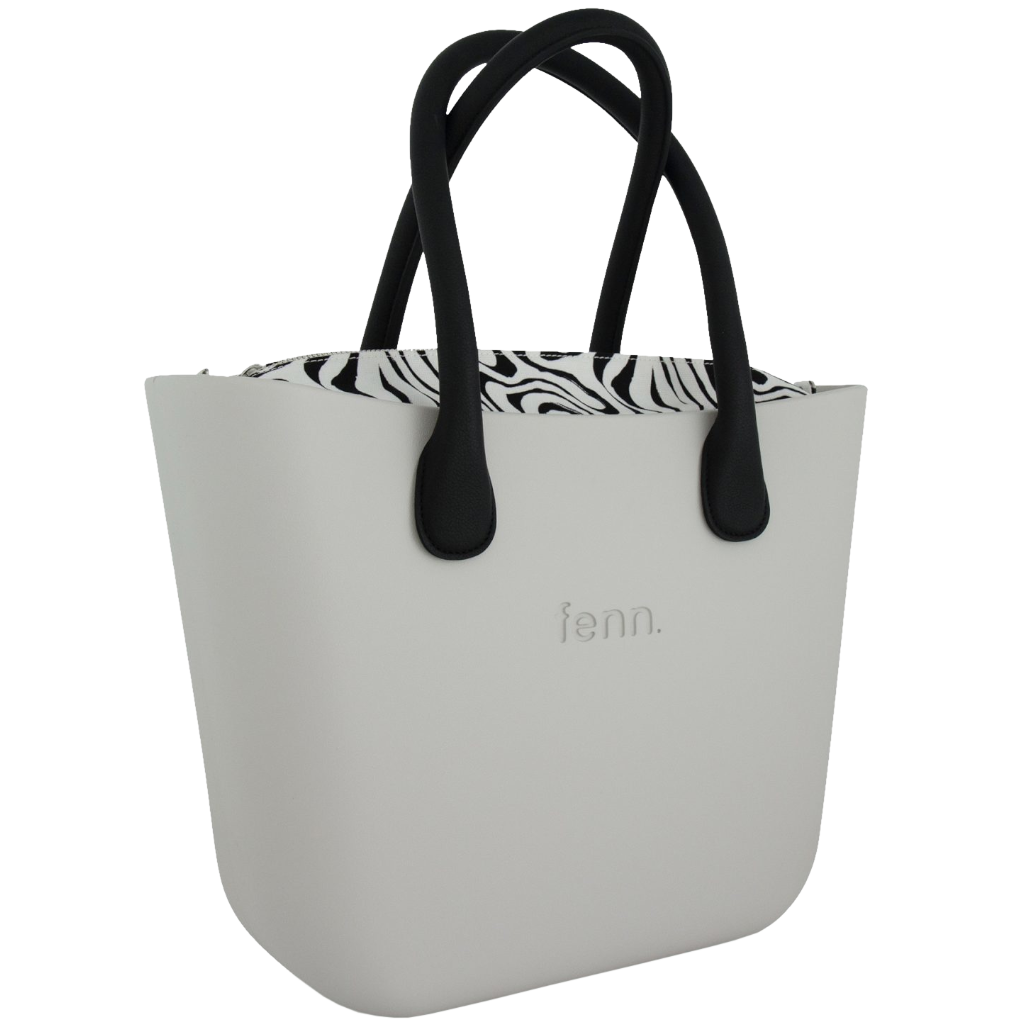 Fenn Silver Zip Black Handle Tote Bag In Grey