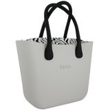 Fenn Silver Zip Black Handle Tote Bag In Grey