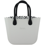 Fenn Silver Zip Black Handle Tote Bag In Grey