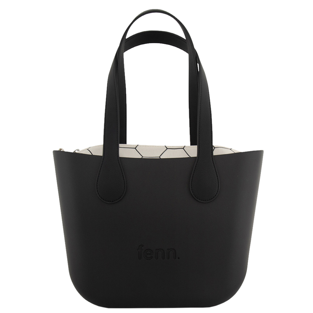 Fenn Silver Zip Handbag In Black