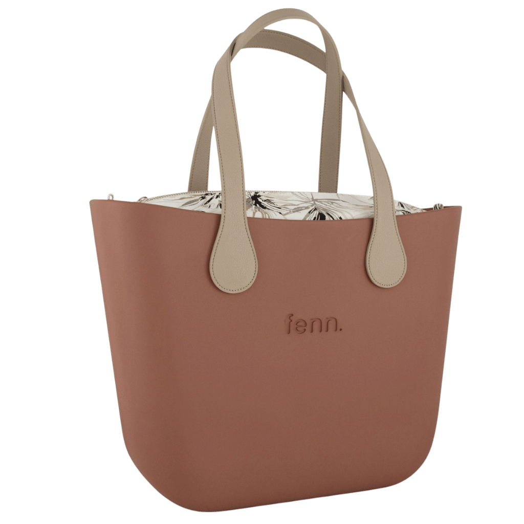 Fenn Beige Handle Handbag with Gold Zip In Tan