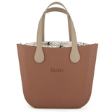 Fenn Beige Handle Handbag with Gold Zip In Tan