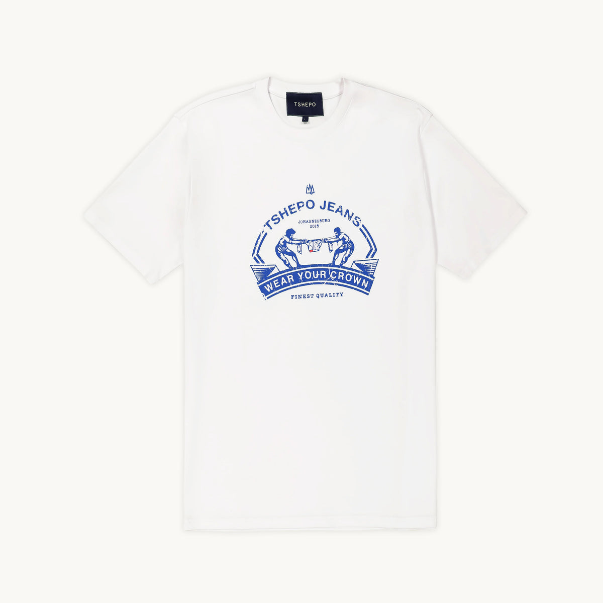 Tshepo Jeans Mens Finest Quality Cracked T-Shirts In White