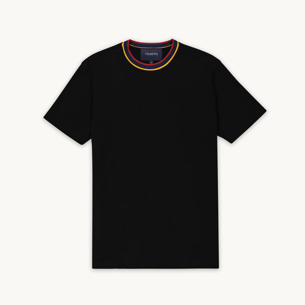 Tshepo Jeans Unisex Flag Rib Neckline T-Shirt In Black