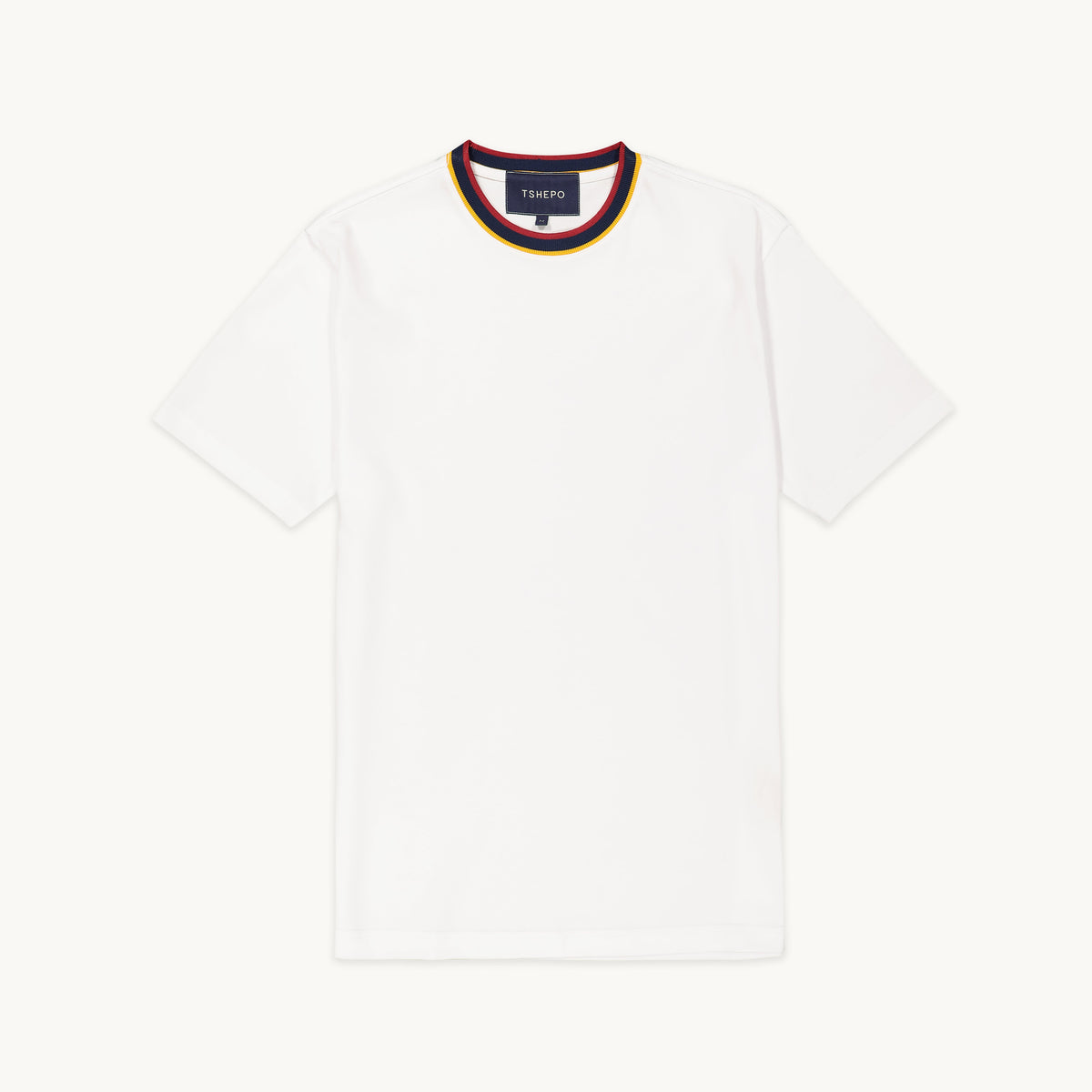 Tshepo Jeans Unisex Flag Rib Neckline T-Shirt In White