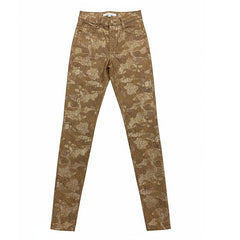 Sissyboy Womens Axel Camo Foil Print Pants In Beige
