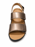 Froggie Ladies Lea Metallic Sandals In Lead Metalic