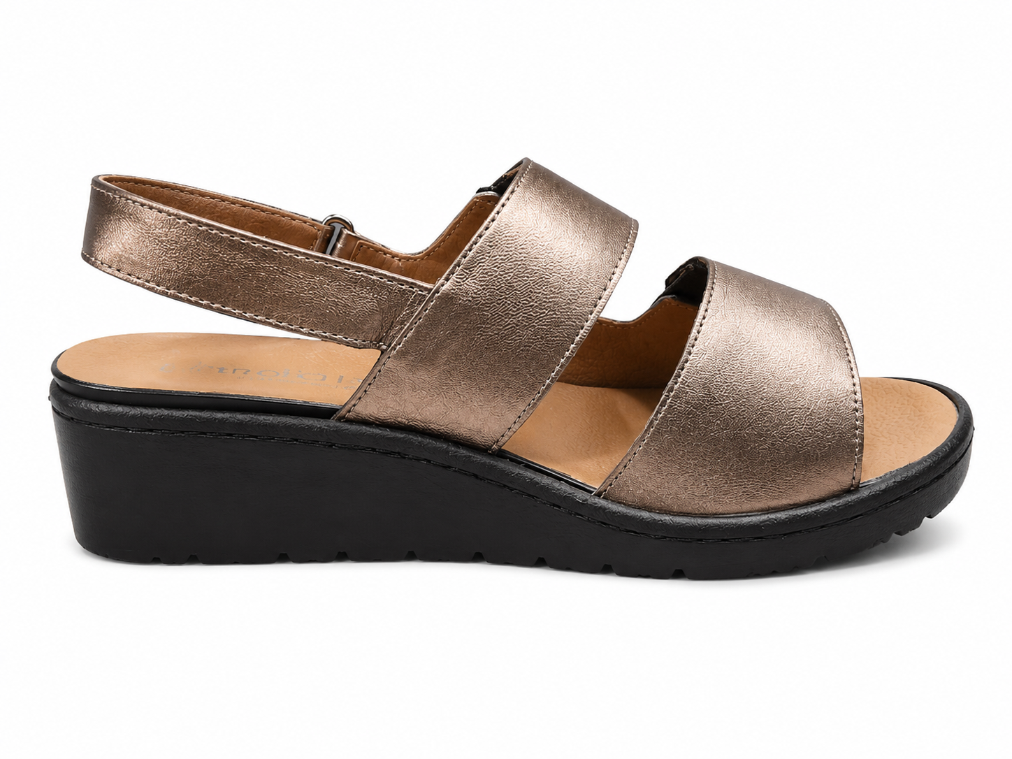 Froggie Ladies Lea Metallic Sandals In Lead Metalic