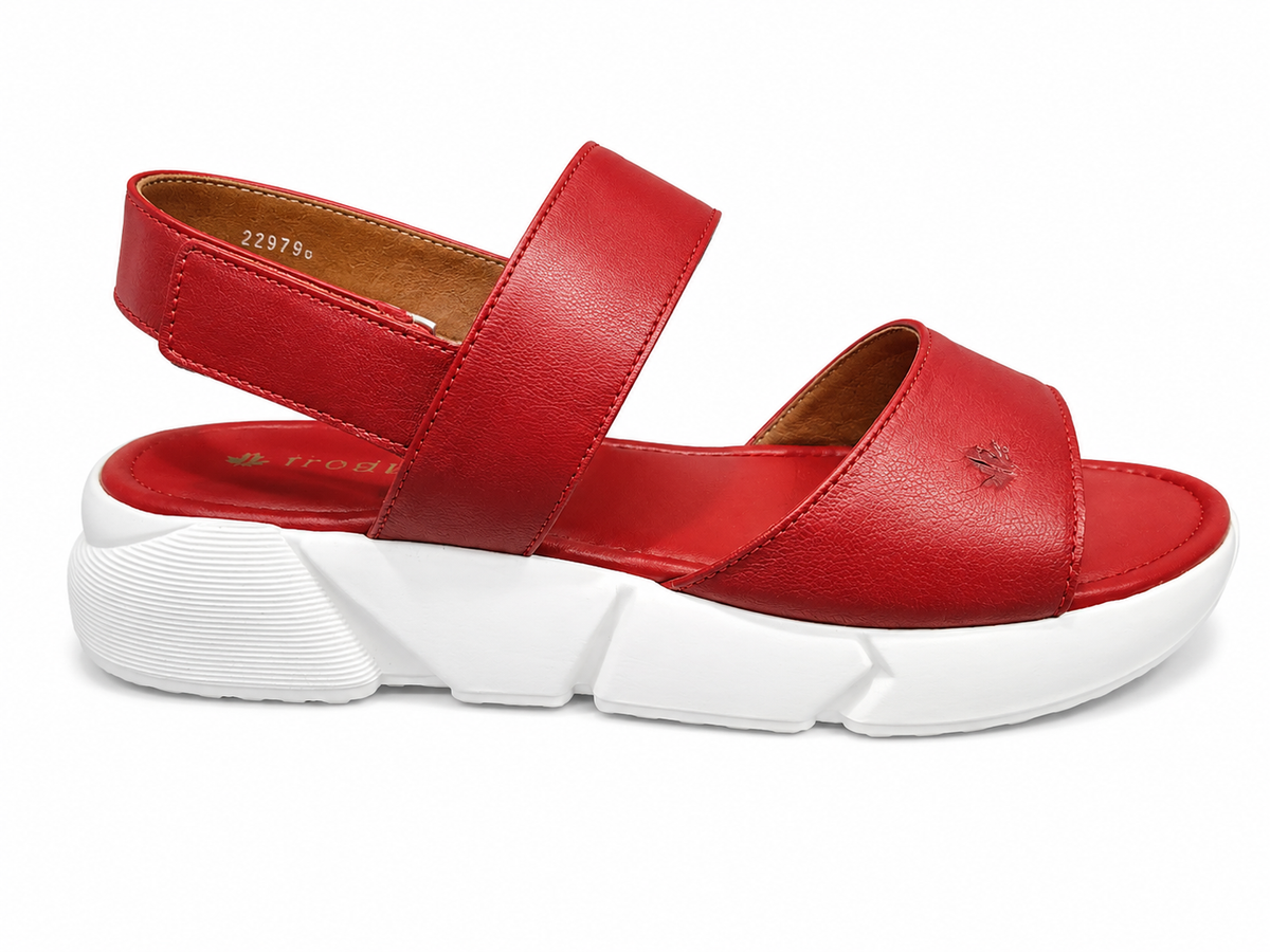 Froggie Ladies Lea Waxy Sandals In Red