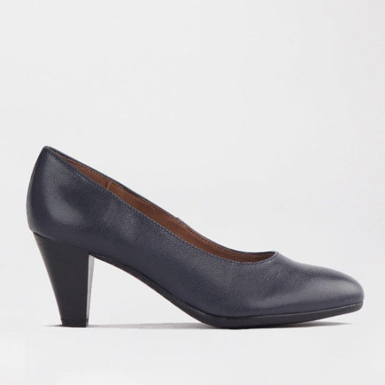 Froggie Ladies Lea Waxy Heels In Navy