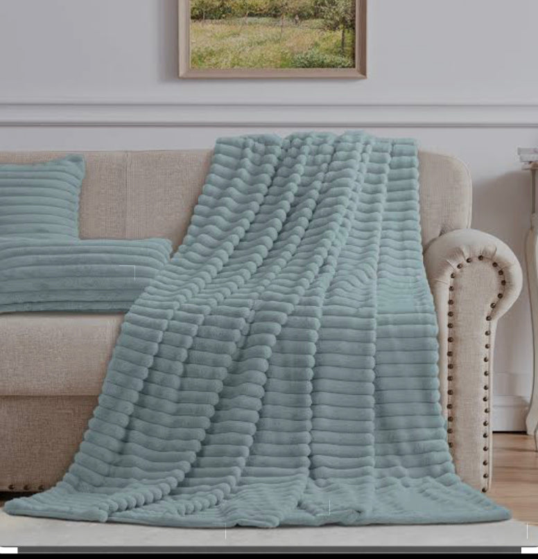 Cotton Co Faux Fur Milan Fleece In Duck Egg