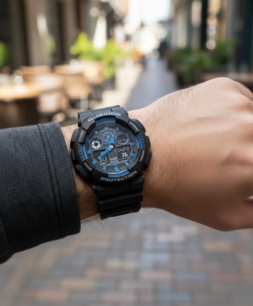 G Shock Anadigi Mag Big Blk/Blue Rubber