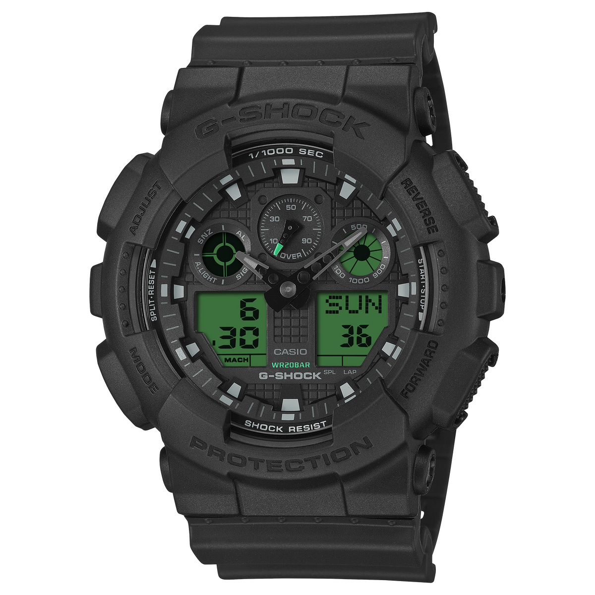 Casio G-Shock Digital Mens Watch In Black & Green