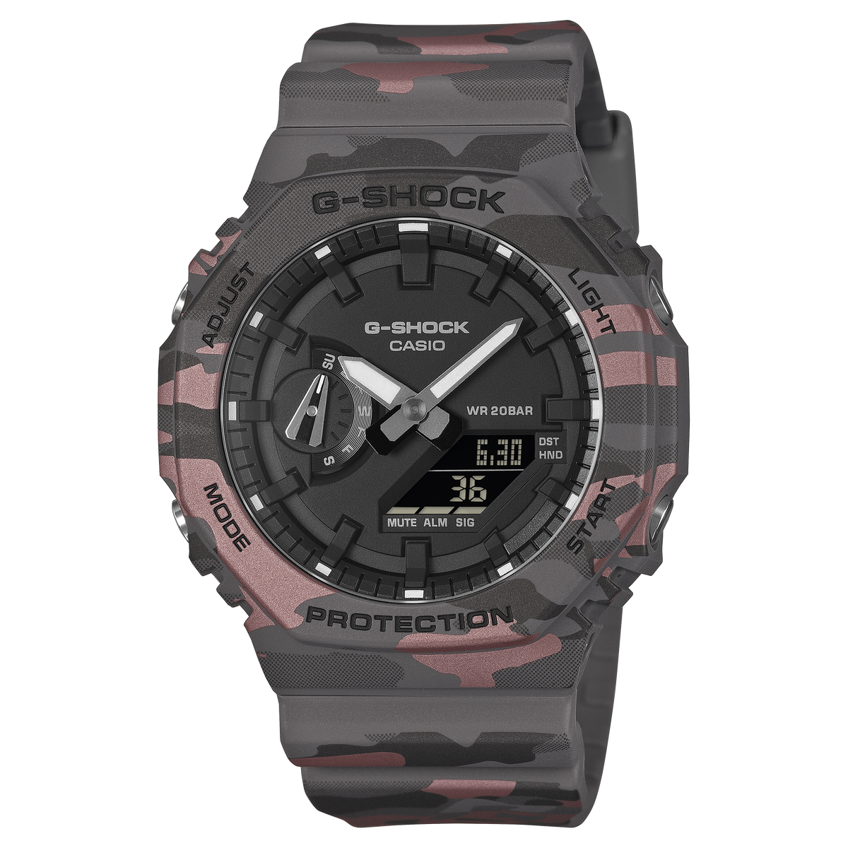 Casio Rubber G-Shock Gents Watch In Grey & Pink