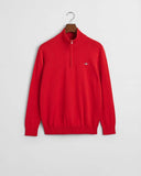 Gant Mens Classic Cotton Halfzip Top In Red