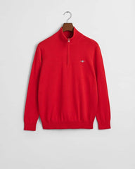 Gant Mens Classic Cotton Halfzip Top In Red