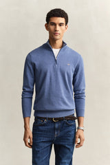 Gant Mens Classic Cotton Halfzip Top In Blue