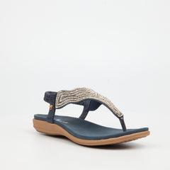 Butterfly Feet Ladies Geri 3 Navy Sandals