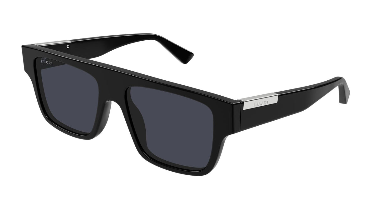 Gucci Womens Square Frame Sunglasses In Black & Silver