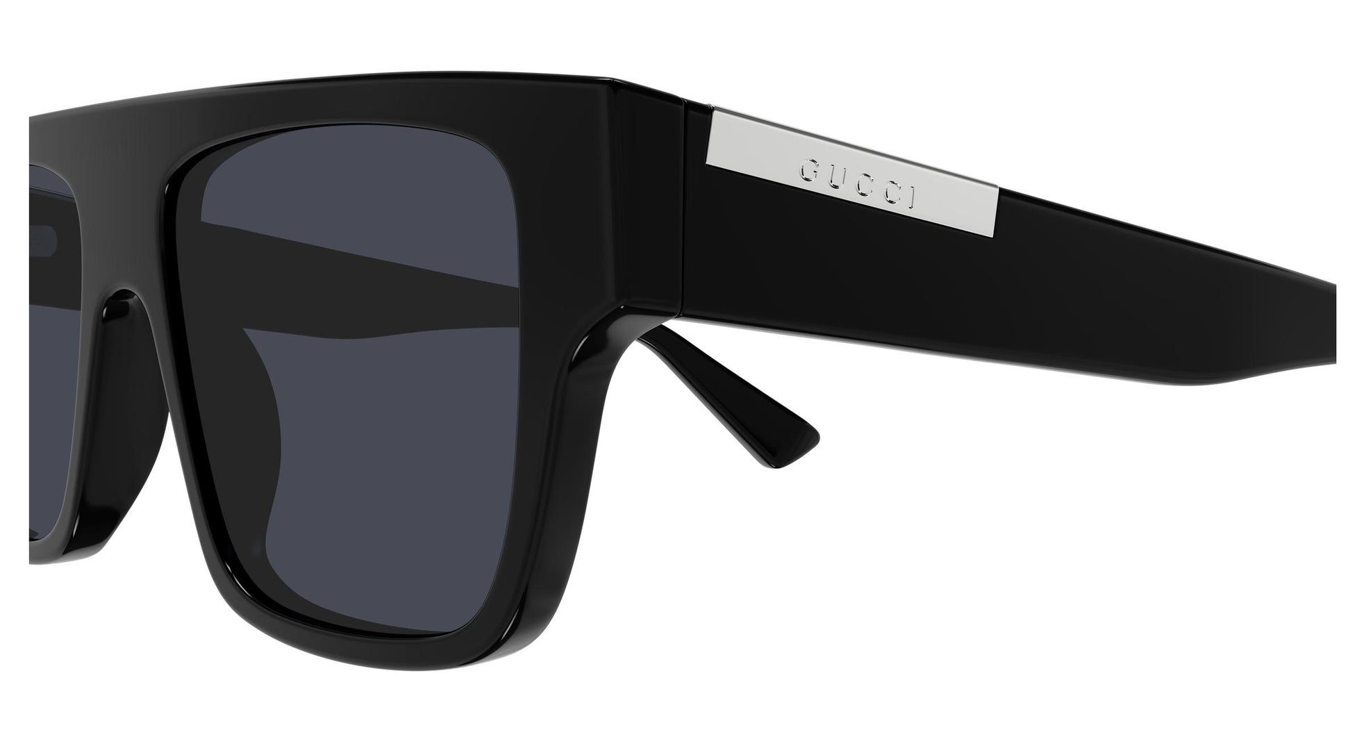 Gucci Womens Square Frame Sunglasses In Black & Silver