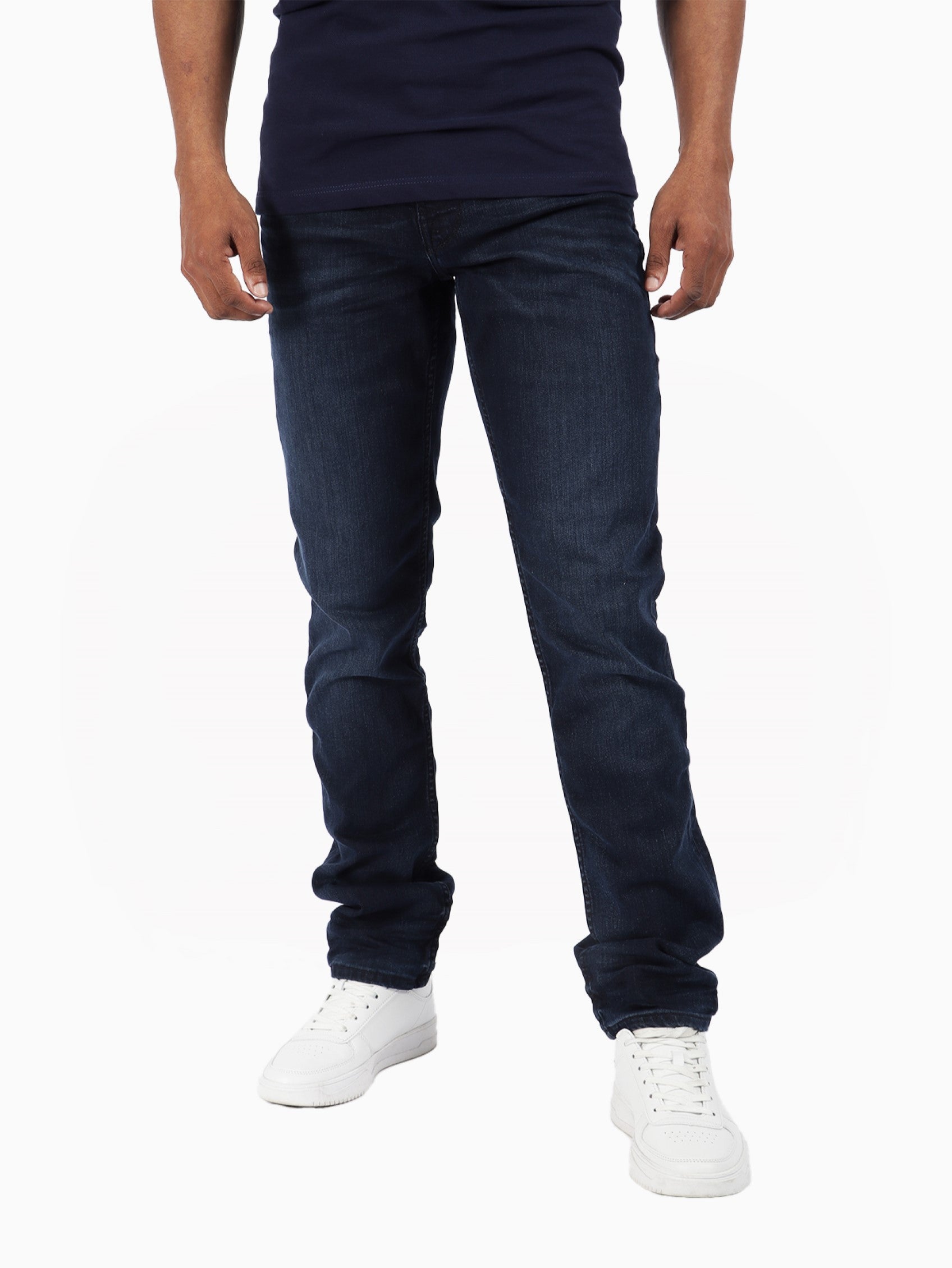 Guess Mens Ringer Eco Slim Taper Jeans In Dark Wash