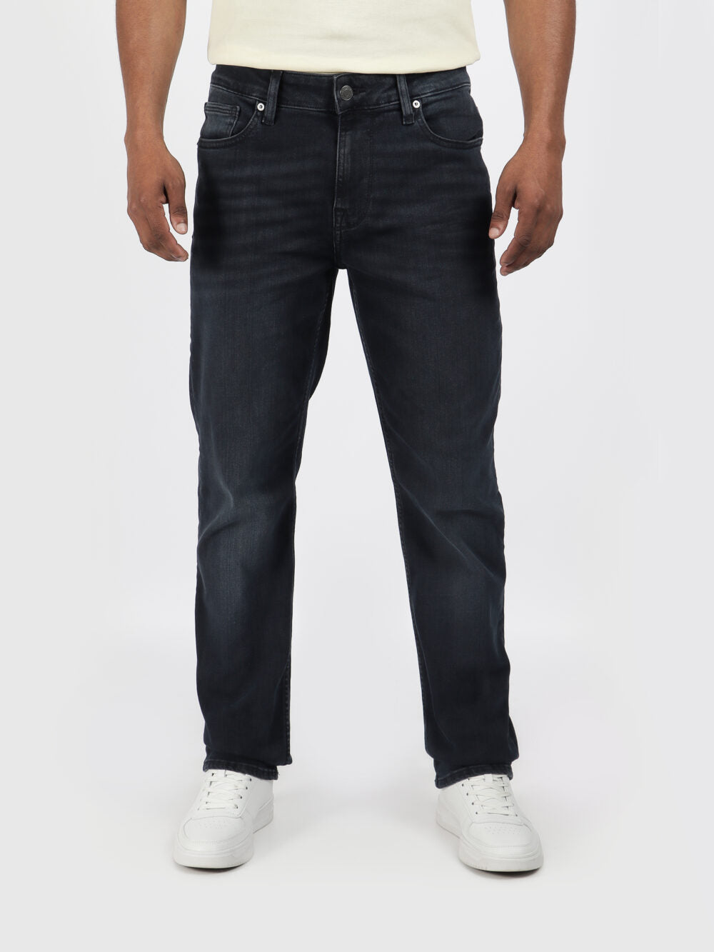 Guess Mens Delta Slim Straight Jeans In Dark Wash