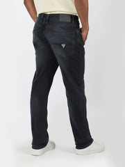 Guess Mens Slim Delta Straight Jeans In Dark Blue