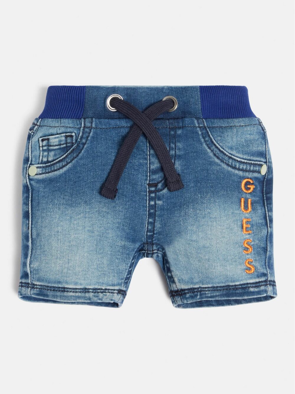 Guess Boys Denim Pull-On Shorts In Mid Wash