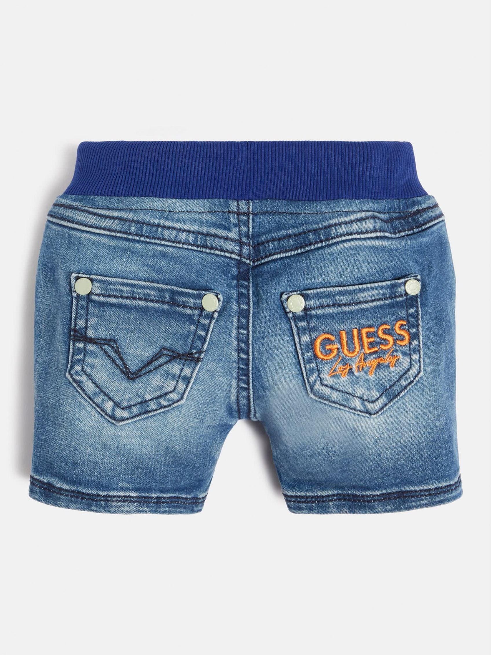 Guess Boys Denim Pull-On Shorts In Mid Wash
