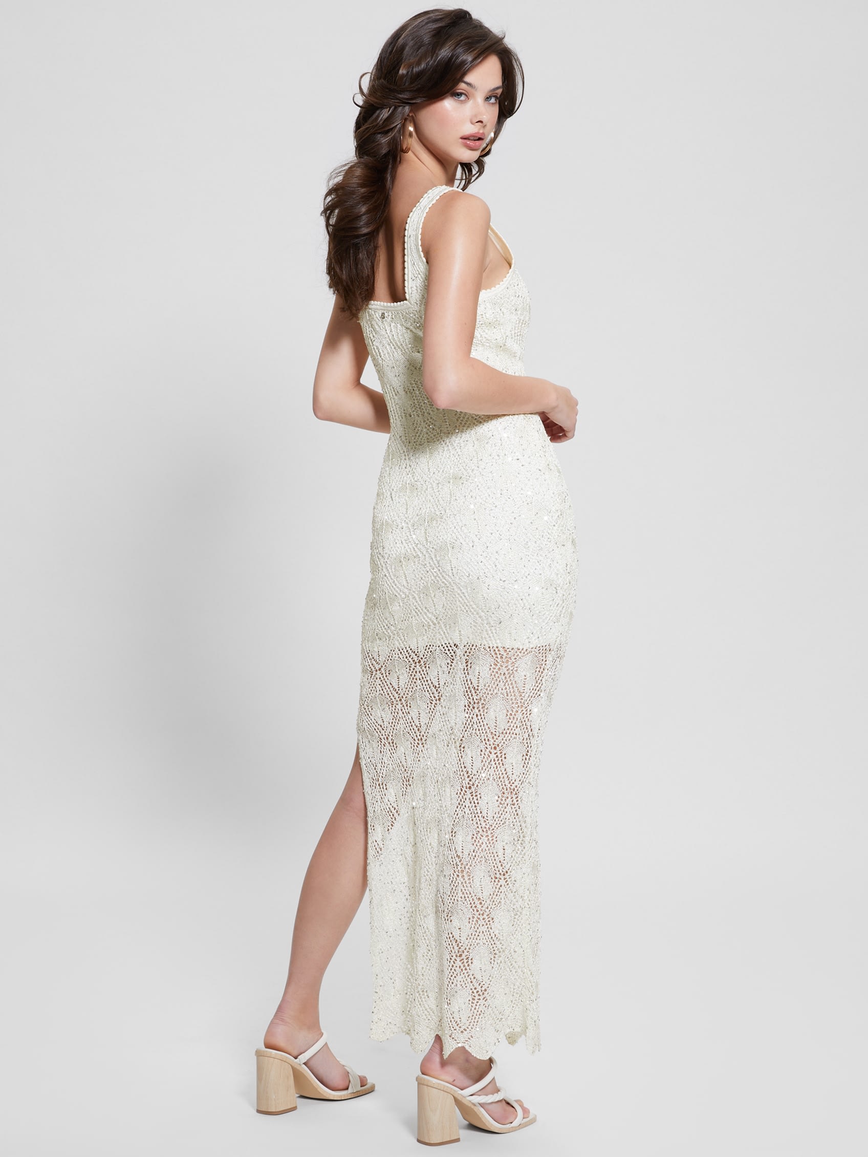Guess Womens Sl Square Neck Liza Dress In White