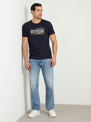 Guess Mens Short Sleeves Cn Box Logo T-Shirt In Navy