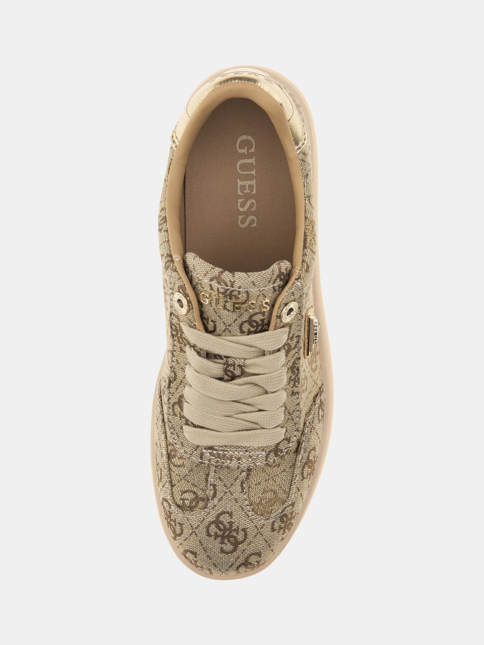 Guess Womens Jazlie 2 Sneakers in Gold Brown Cream