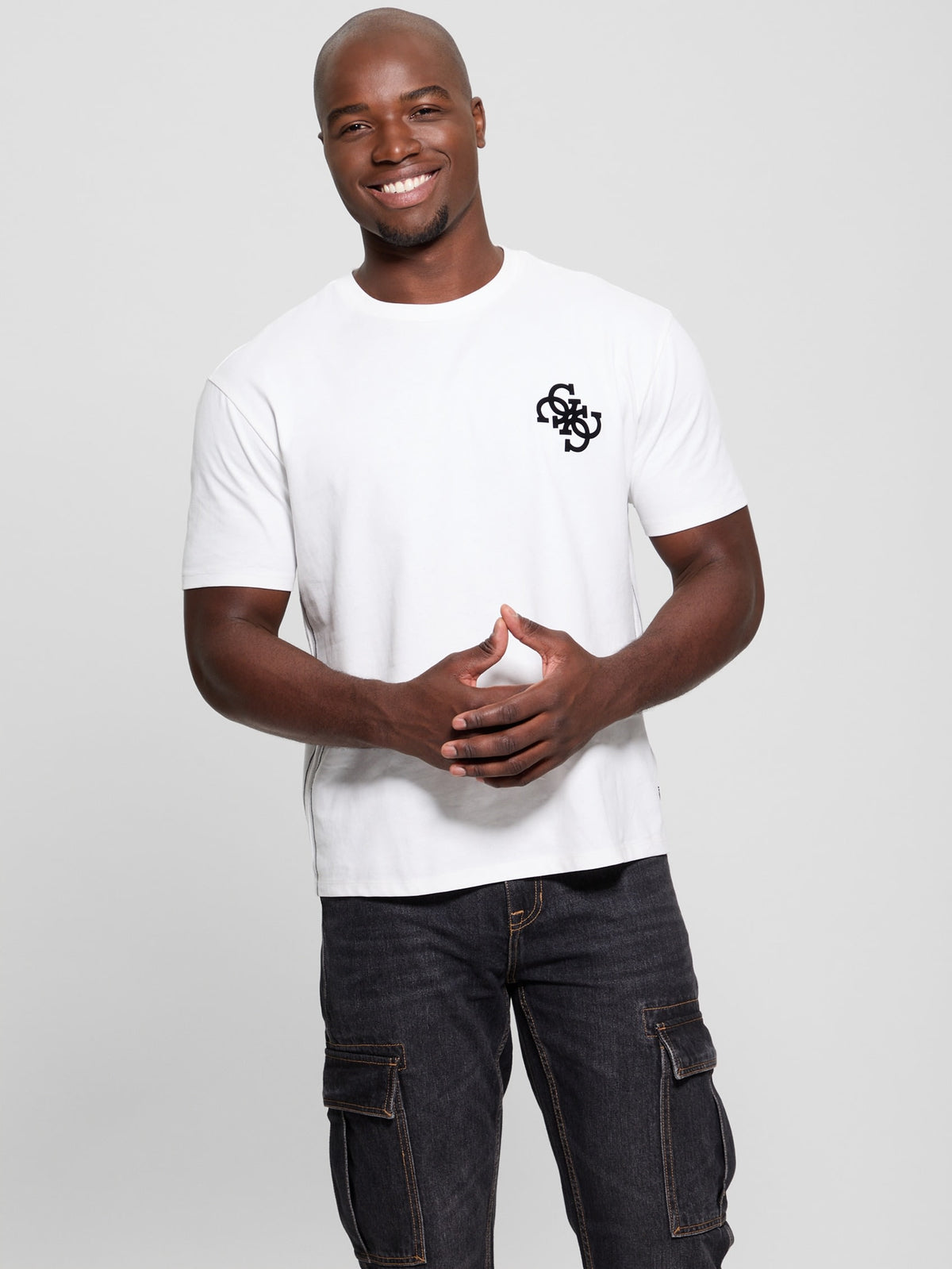 Guess Mens Bandana Applique T-Shirt In White